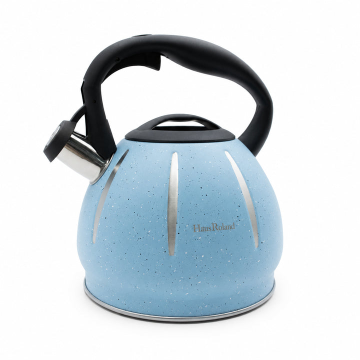 Haus Roland Stainless Steel Tea Kettle, Dotted Kettles, 3 Litres, Whistling Teapot, Stove Top, Stone Finish, Anti-Hot Handle, Anti-Rust, Loud Whistle, Fast Boiling Kitchen Utensil