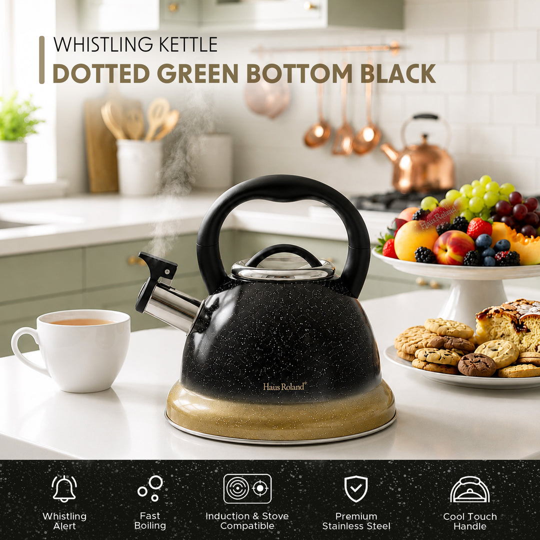 Haus Roland Stainless Steel Tea Kettle, Whistling Teapot, 3.5L Capacity, Suitable for Induction, Gas Stove, Construction, Glitter Finish, Fast Boiling Kitchen Utensil