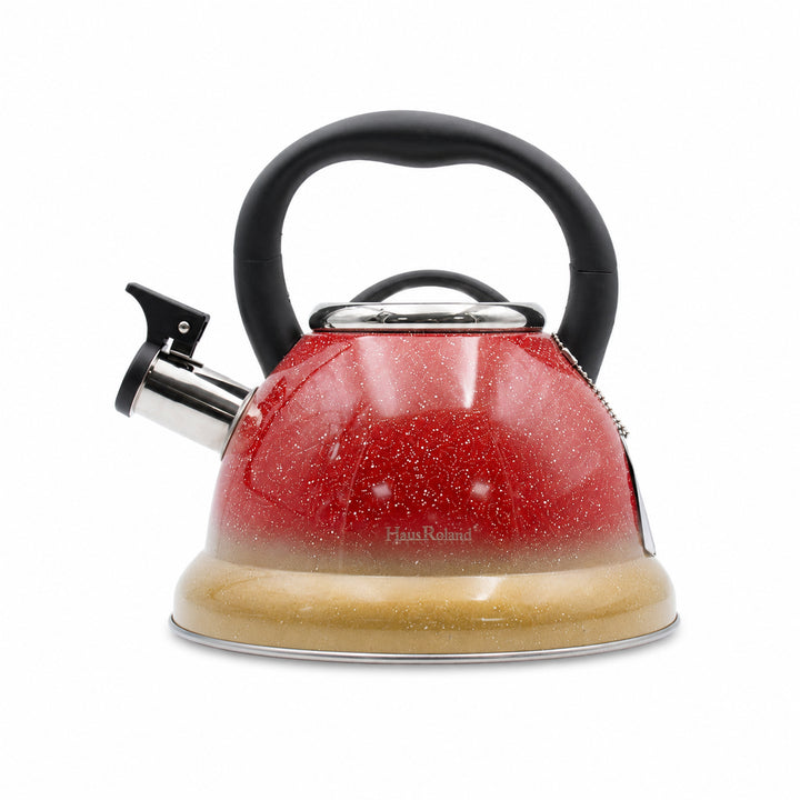 Haus Roland Stainless Steel Tea Kettle, Whistling Teapot, 3.5L Capacity, Suitable for Induction, Gas Stove, Construction, Glitter Finish, Fast Boiling Kitchen Utensil