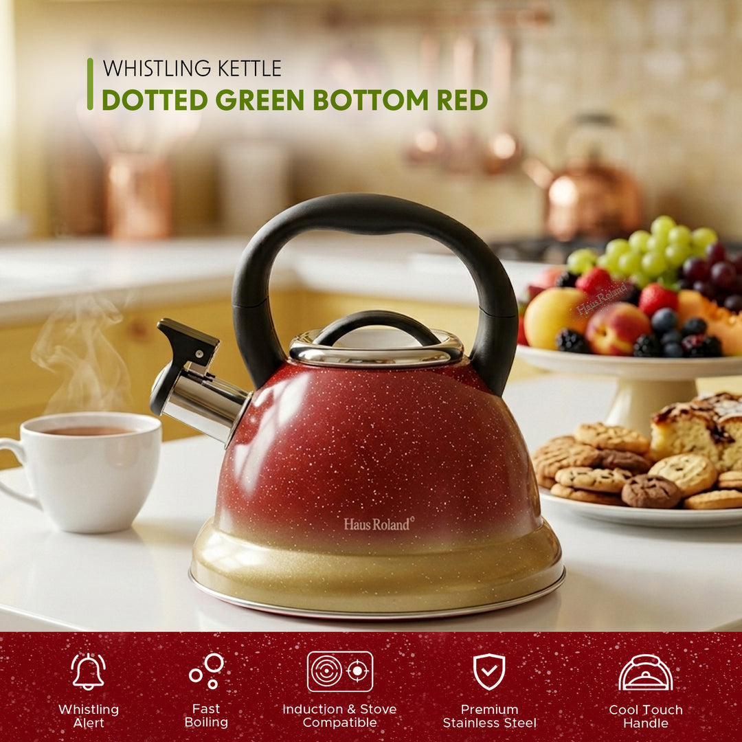 Haus Roland Stainless Steel Tea Kettle, Whistling Teapot, 3.5L Capacity, Suitable for Induction, Gas Stove, Construction, Glitter Finish, Fast Boiling Kitchen Utensil