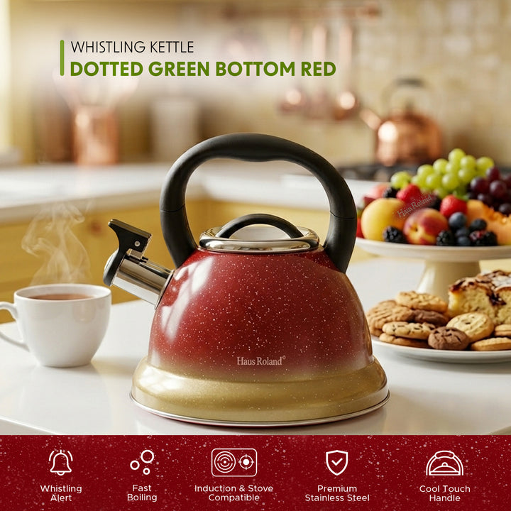 Haus Roland Stainless Steel Tea Kettle, Whistling Teapot, 3.5L Capacity, Suitable for Induction, Gas Stove, Construction, Glitter Finish, Fast Boiling Kitchen Utensil