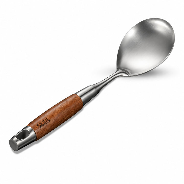 Beram Stainless Steel Wooden Spatula Durable 304 Food-Grade Spatula with Ergonomic Wooden Handle, Heat-Resistant and Rust-Proof, Ideal for Cooking, Stir-Frying, Mixing, and Serving.