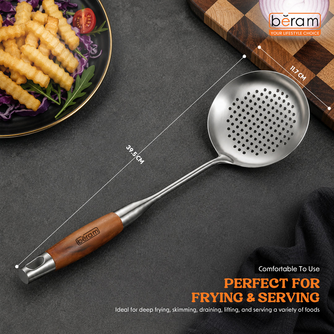 Beram Stainless Steel Wooden Spatula Durable 304 Food-Grade Spatula with Ergonomic Wooden Handle, Heat-Resistant and Rust-Proof, Ideal for Cooking, Stir-Frying, Mixing, and Serving.