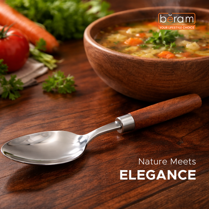 BERAM Woodland Steel Cutlery Set  18/10 Stainless Steel Flatware with Wooden Handles, Premium Tableware for Home, Restaurants