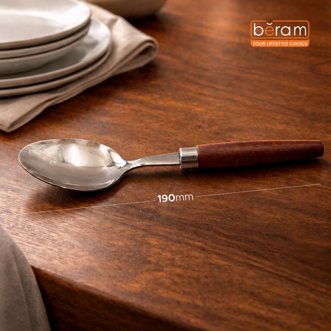 BERAM Woodland Steel Cutlery Set  18/10 Stainless Steel Flatware with Wooden Handles, Premium Tableware for Home, Restaurants