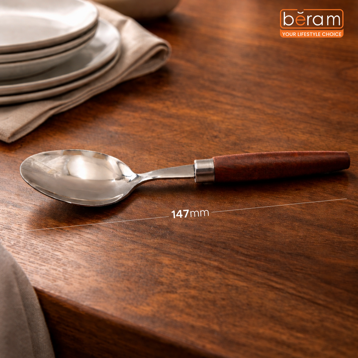 BERAM Woodland Steel Cutlery Set  18/10 Stainless Steel Flatware with Wooden Handles, Premium Tableware for Home, Restaurants