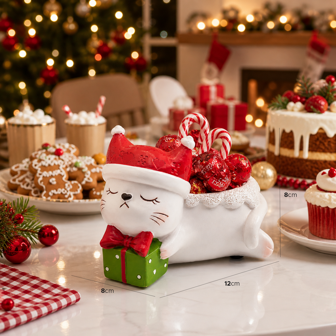 Animal Christmas Flower Pot 4 Pcs Set Rabbit Cat Porcupine Elephant Polyresin Succulent Planter Festive Mini Vase with Santa Hat Gift Box Design Indoor Outdoor Home Office Desk Decor Gift