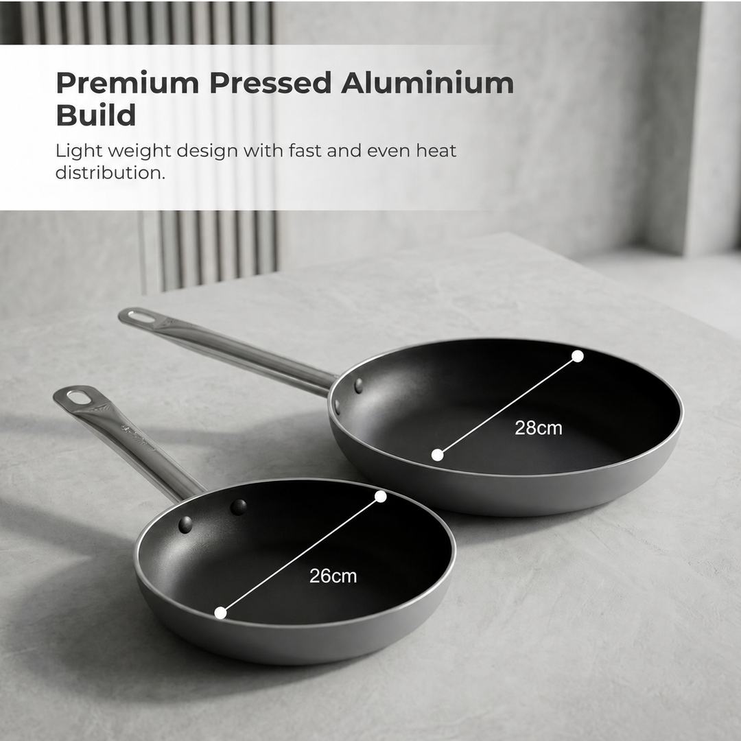 Bergner Set of 2 Frying Pans – Pressed Aluminium Non-Stick Cookware – Durable Anti-Adhesion Coating – Induction Compatible – Suitable for All Types of Cookers