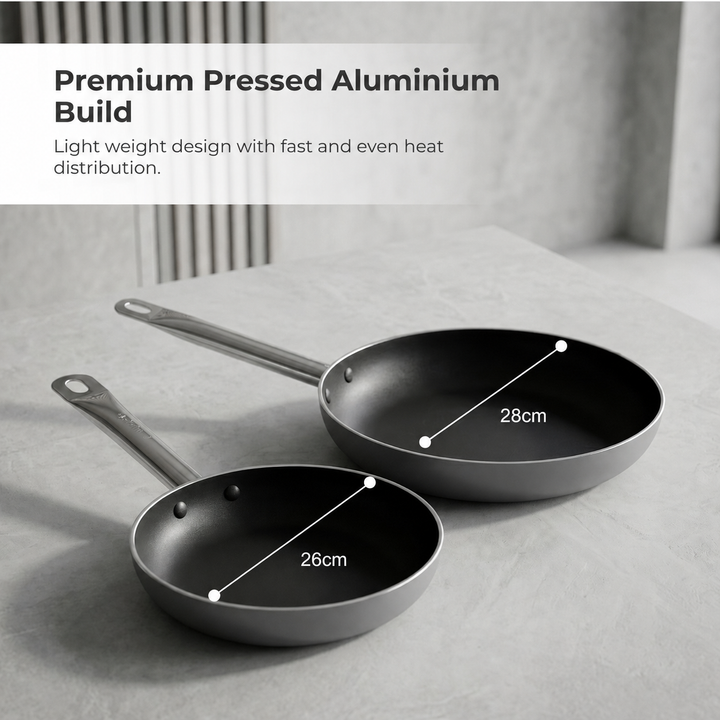 Bergner Set of 2 Frying Pans – Pressed Aluminium Non-Stick Cookware – Durable Anti-Adhesion Coating – Induction Compatible – Suitable for All Types of Cookers