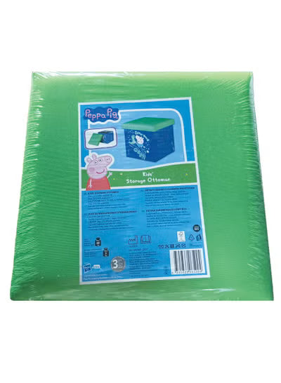 Peppa Pig Kids’ Storage Ottoman , Foldable Storage Box and Seat for Kids with Padded Lid, Durable & Spacious Toy Organizer Chest with George Pig Design, Ideal for Bedrooms, Playrooms & Nurseries