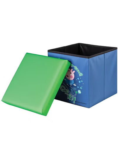 Peppa Pig Kids’ Storage Ottoman , Foldable Storage Box and Seat for Kids with Padded Lid, Durable & Spacious Toy Organizer Chest with George Pig Design, Ideal for Bedrooms, Playrooms & Nurseries