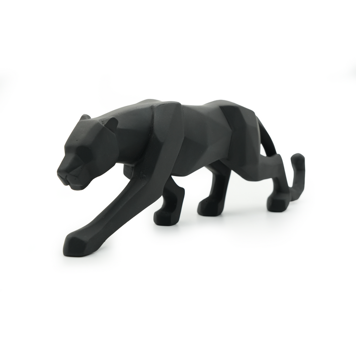 BERAM Black Leopard Figurine Modern Resin Panther Statue Luxury Animal Sculpture Elegant Decor for Home Interior Styling Living Room Office Desk Bedroom Entryway Shelf Tabletop Display Ornament