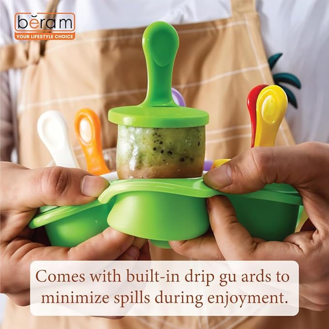 Beram Mini Popsicle Ice Cream Mould Seven Colourful Sticks Healthy Fruit Moulds Pure Silicone Mould with Plastic Sticks Kids Ice Cream DIY Pop Molds BPA Free