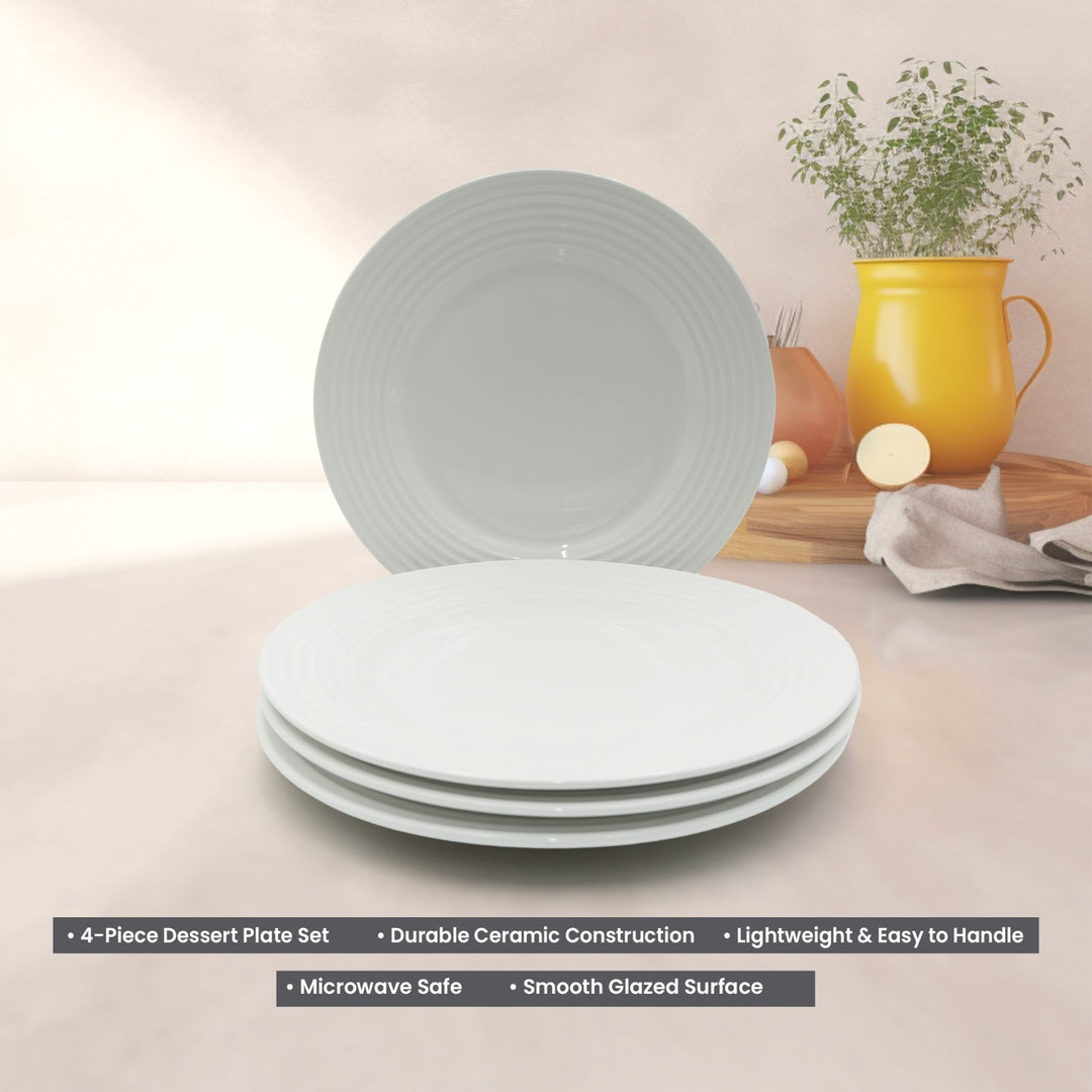 16Pc Ceramic Dinner Set Service Of 4 Includes Dinner&Dessert Plates Bowls Semi Bowl Plate Durable  White LightWeight Microwave Safe for Everyday Use Special Occassion Gifting