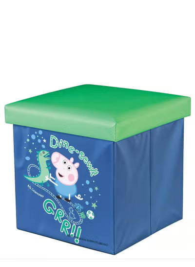 Peppa Pig Kids’ Storage Ottoman , Foldable Storage Box and Seat for Kids with Padded Lid, Durable & Spacious Toy Organizer Chest with George Pig Design, Ideal for Bedrooms, Playrooms & Nurseries
