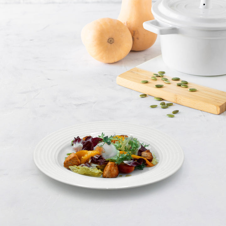 16Pc Ceramic Dinner Set Service Of 4 Includes Dinner&Dessert Plates Bowls Semi Bowl Plate Durable  White LightWeight Microwave Safe for Everyday Use Special Occassion Gifting