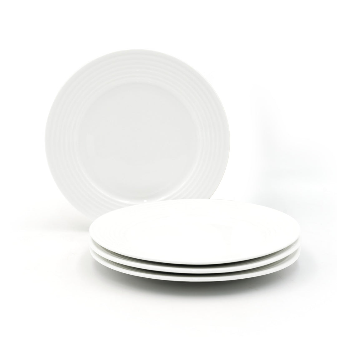 16Pc Ceramic Dinner Set Service Of 4 Includes Dinner&Dessert Plates Bowls Semi Bowl Plate Durable  White LightWeight Microwave Safe for Everyday Use Special Occassion Gifting