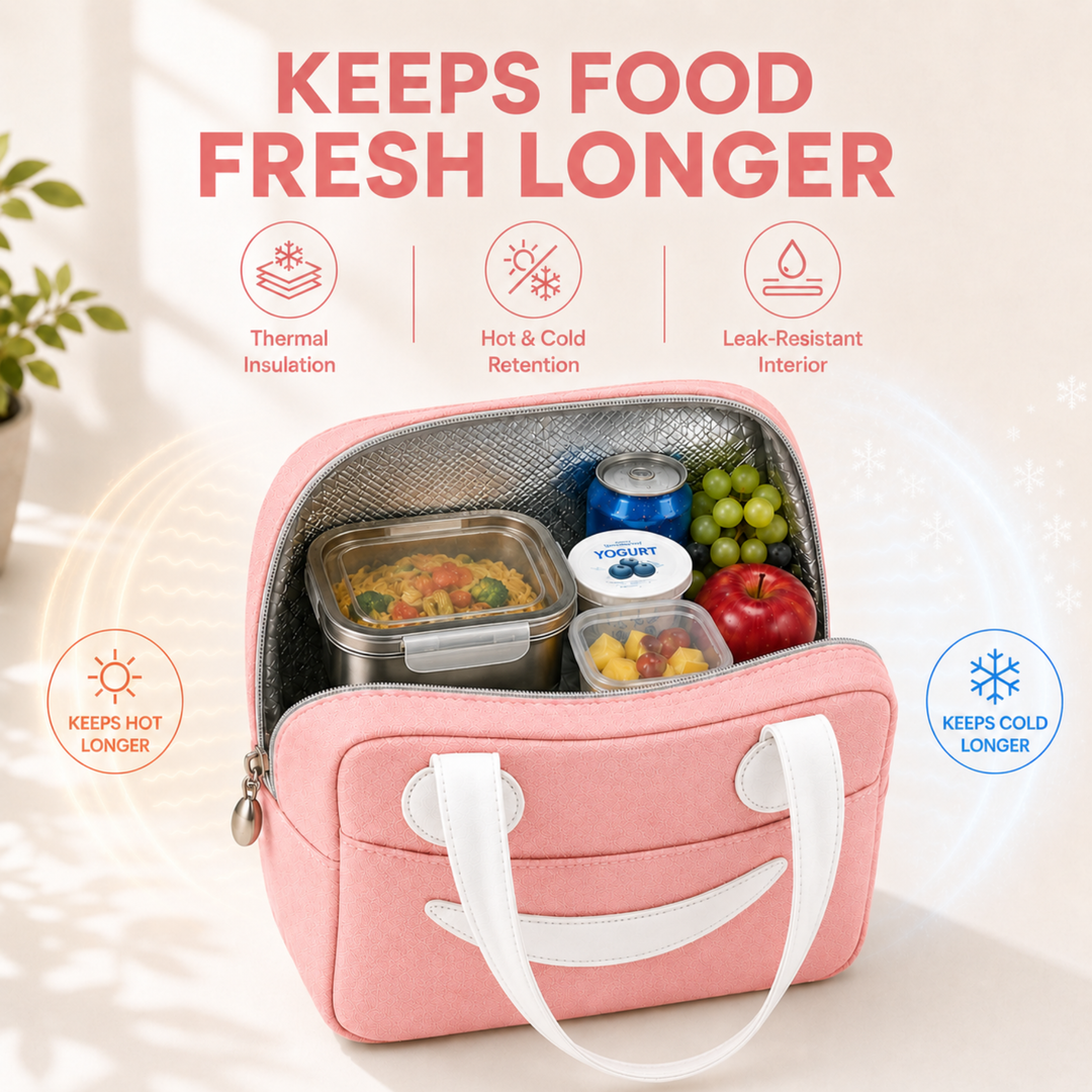 Insulated Lunch Bag, Reusable Thermal Lunch Tote with Zipper Closure, Lightweight Lunch Box Carry Bag for Office, School, Travel, Picnic, Work and Daily Meal Storage