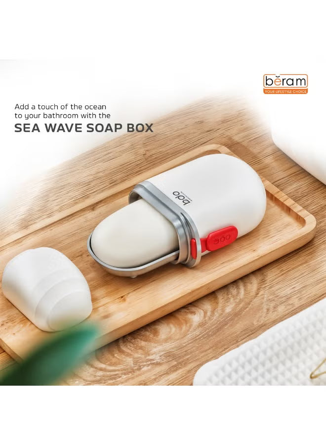 Sea Wave Travel Soap Case, Portable Soap Box, Compact Bathroom Container, Double Layer Leak-Proof Container, Efficient Soap Dish, Bar Soap Holder for Traveling, Camping, Vacation