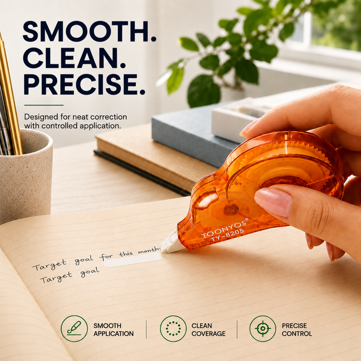 Correction Tape, Quick Dry White-Out Tape Roller, Smooth Writing Correction Tape for School, Office, Notes, Documents, Journaling and Everyday Writing