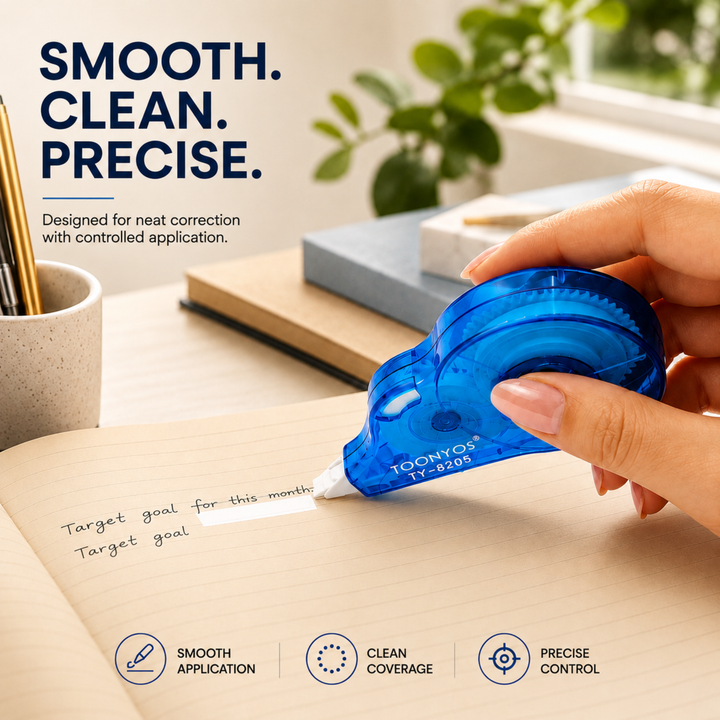 Correction Tape, Quick Dry White-Out Tape Roller, Smooth Writing Correction Tape for School, Office, Notes, Documents, Journaling and Everyday Writing
