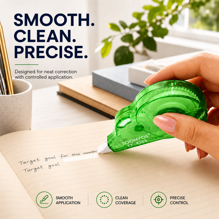 Correction Tape, Quick Dry White-Out Tape Roller, Smooth Writing Correction Tape for School, Office, Notes, Documents, Journaling and Everyday Writing