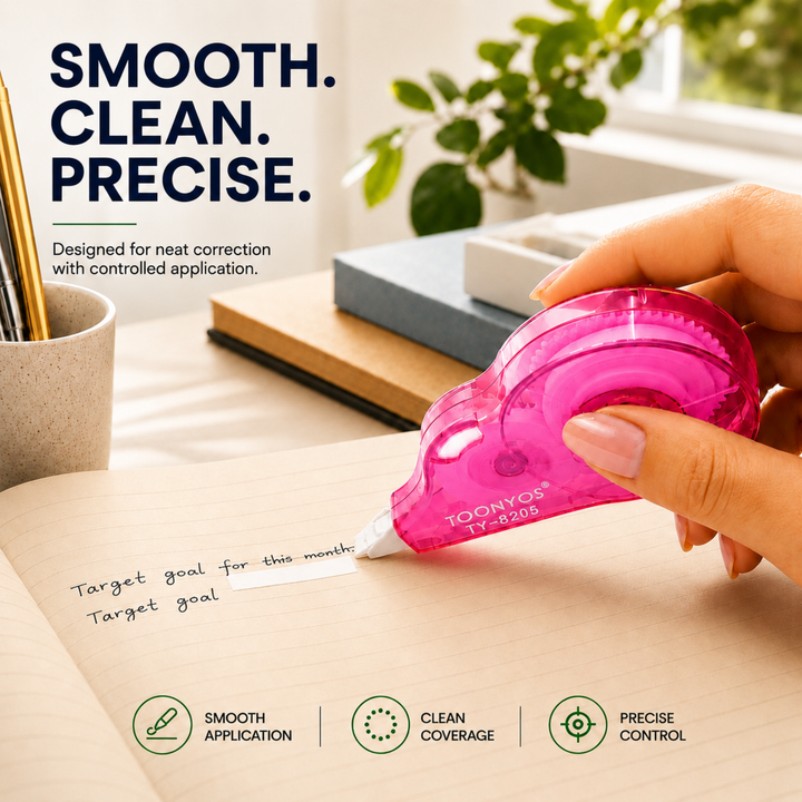 Correction Tape, Quick Dry White-Out Tape Roller, Smooth Writing Correction Tape for School, Office, Notes, Documents, Journaling and Everyday Writing