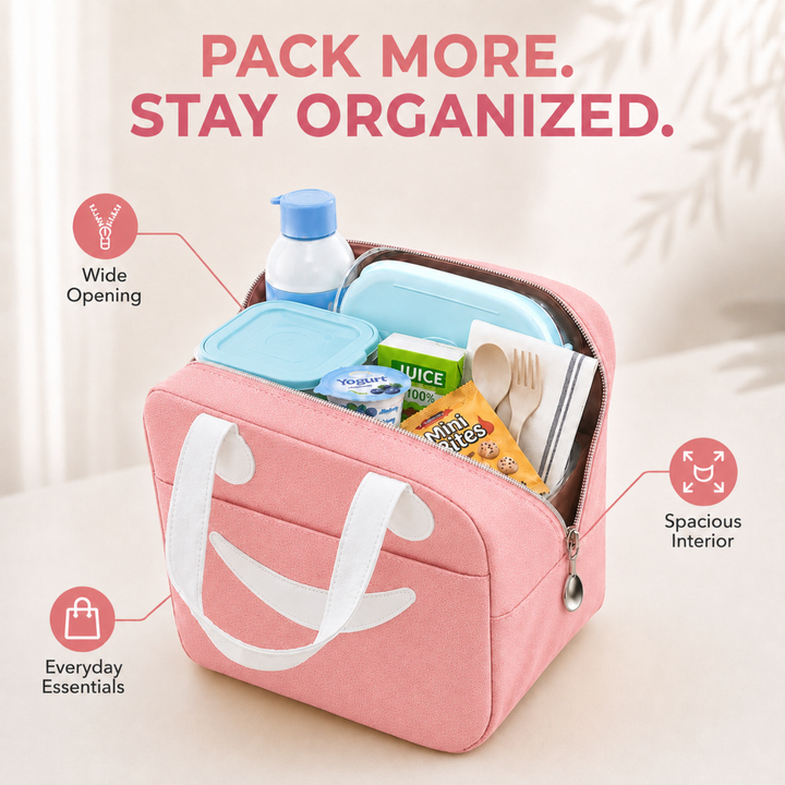Insulated Lunch Bag, Reusable Thermal Lunch Tote with Zipper Closure, Lightweight Lunch Box Carry Bag for Office, School, Travel, Picnic, Work and Daily Meal Storage