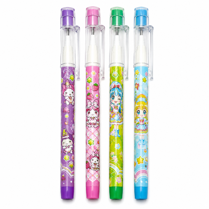 Pencil Set with Cap – 0.7mm HB Lead Pens, Cute Printed Design, Smooth Writing Drafting Pencil for Office, School, Drawing & Sketching