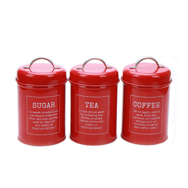 BERAM Metal Tea Coffee Sugar Container Set Airtight Kitchen Storage Jars with Lids for Home and Kitchen Coffee Sugar and Tea Containers Kitchen Storage and Home Improvement Set