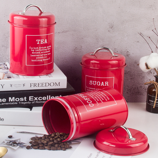 BERAM Metal Tea Coffee Sugar Container Set Airtight Kitchen Storage Jars with Lids for Home and Kitchen Coffee Sugar and Tea Containers Kitchen Storage and Home Improvement Set