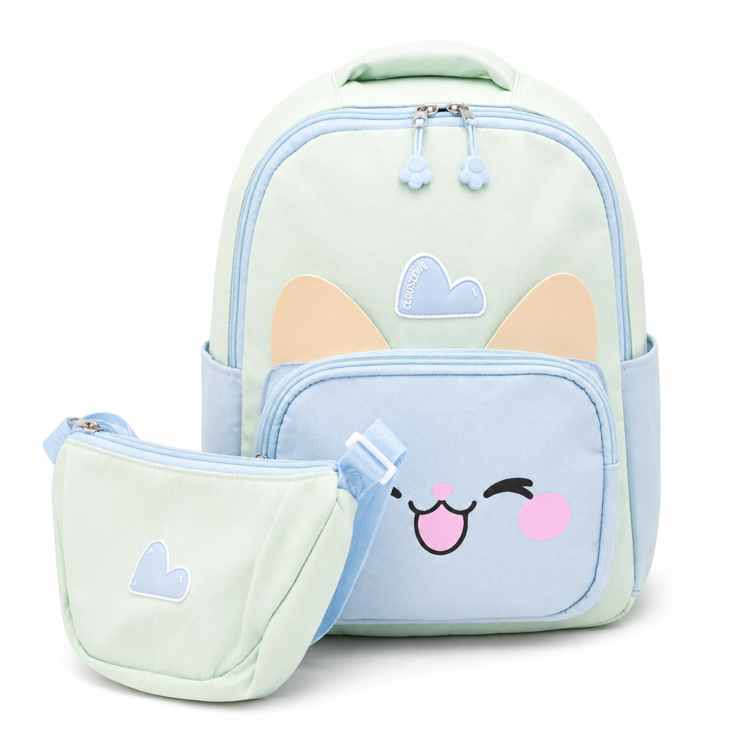 Buddy Animal School Backpack with Matching Side Bag, Lightweight Student Book Bag Set, Cute Cartoon School Backpack with Adjustable Shoulder Straps, Multi Pocket Backpack School, Daily Use & Travel.