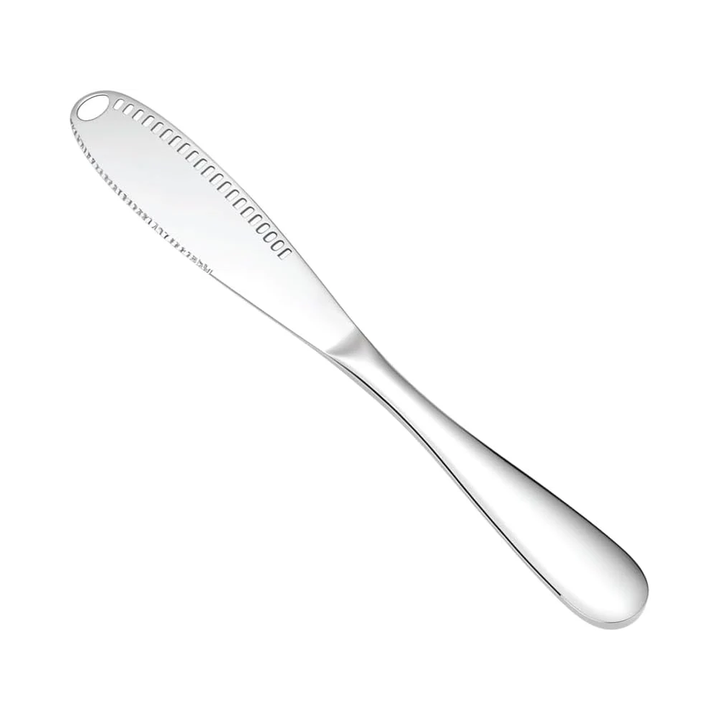 BERAM 3 in 1 Butter Knife Stainless Steel Spreader Curler & Scraper with Serrated Edge Multi Purpose Knife for Butter Jam Peanut Butter Heavy Duty Durable Kitchen Tool Cooking Spreading Cutting