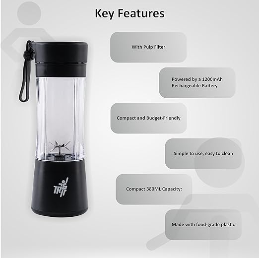 TR6 Blendmate Eco Portable Blender for Smoothies & Shakes – 380ML Rechargeable | Compact | Portable